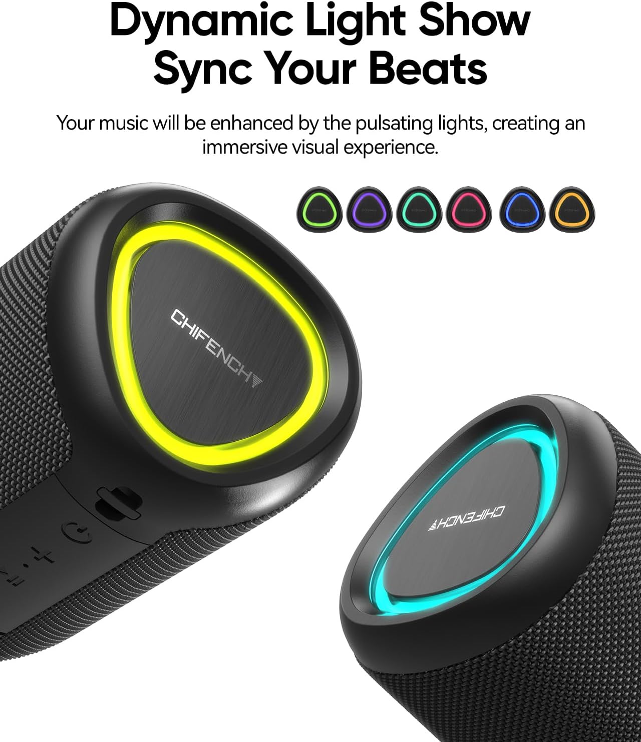 Experience Powerful Sound Anywhere with the PulseSound Portable Bluetooth Speaker - Waterproof, All-Day Playtime, and Dynamic Light Show!